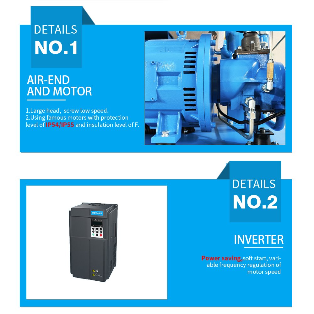 Verdes Rotary Screw Air Compressor 300 500 Lilter Air Tank Dryer All in One Compressor 60 70 80 Gallons Air Compressor