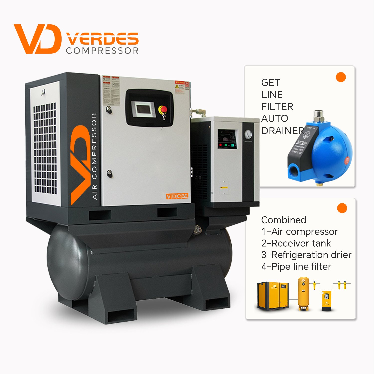 Single Phase 220 240v Electric air Compression Screw Air-compressor Industrial Rotary Screw air Compressor Gas Compressor System