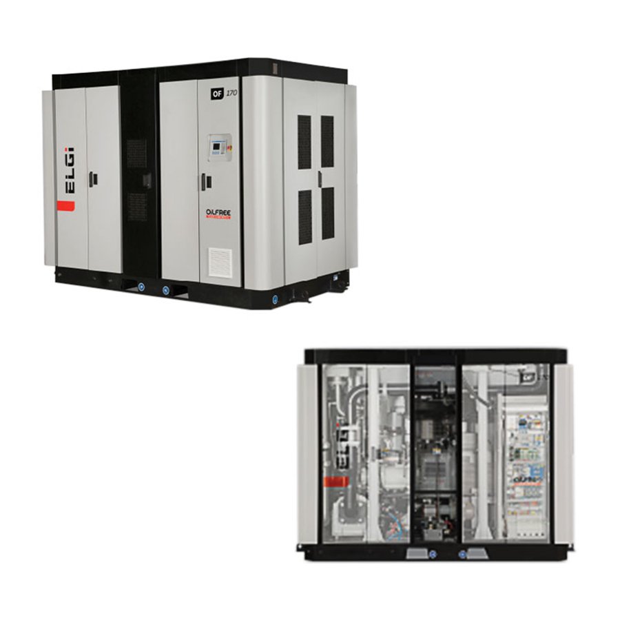 ELGI 90Kw Silent Oil Free Screw Air Compressor for Food Industry Dry Screw Oil Free Screw Air Compressor