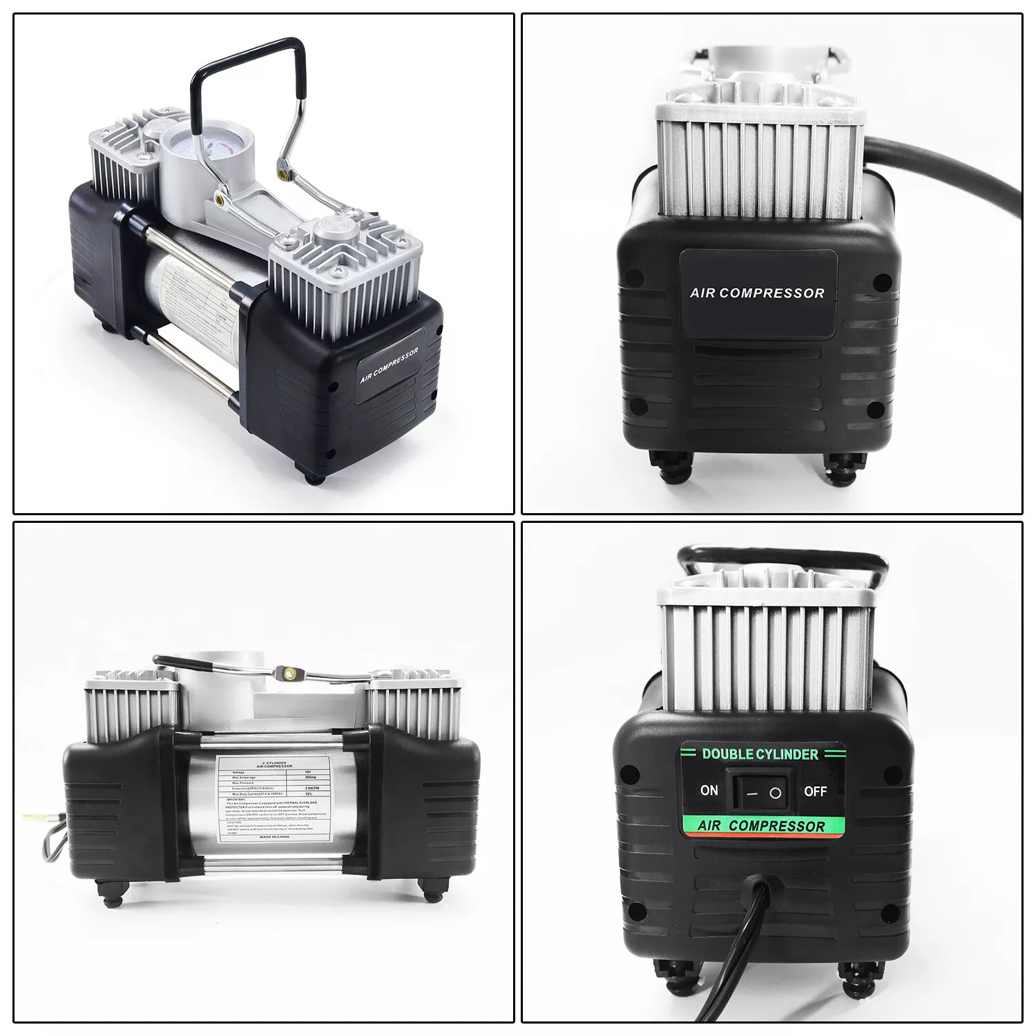 Double Cylinder Car Repair Set Air Compressor Tire Inflatable Pump 12V Portable Car Tire Repair Tyre Inflator Compressor