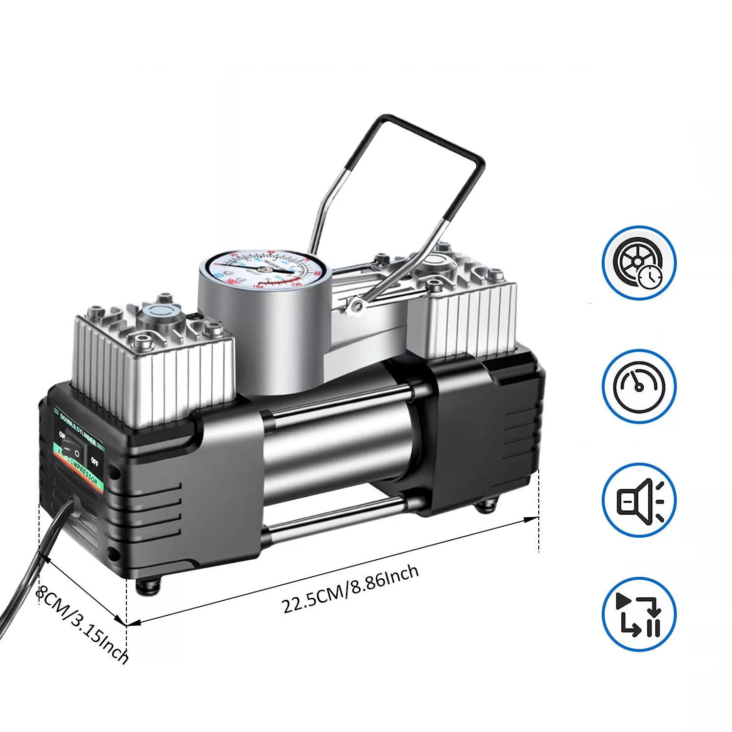 Double Cylinder Car Repair Set Air Compressor Tire Inflatable Pump 12V Portable Car Tire Repair Tyre Inflator Compressor