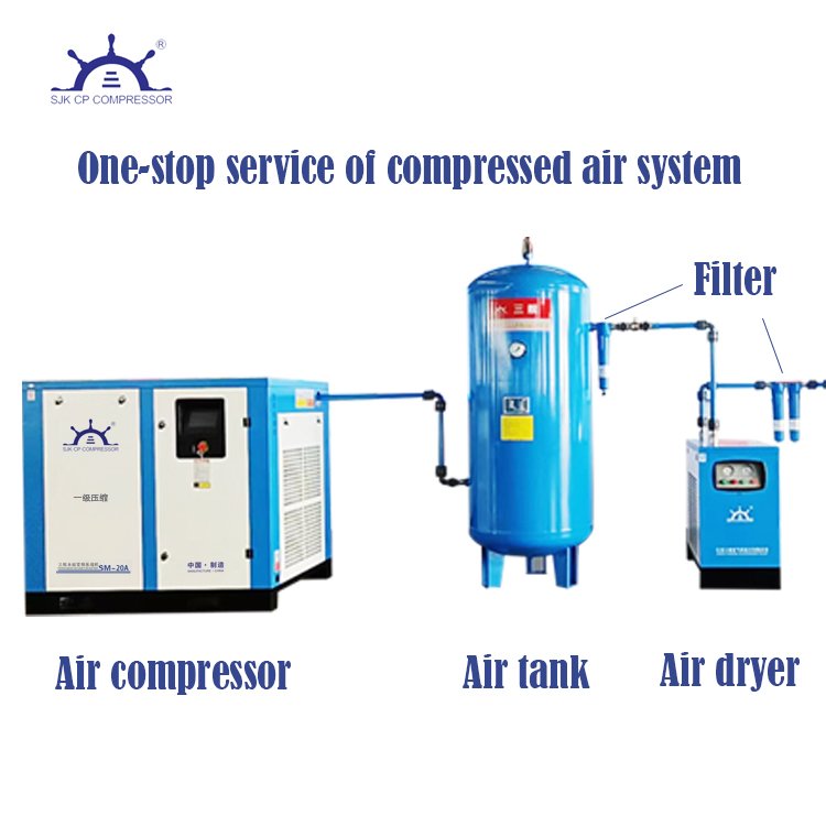 Customized Combination Package Industrial 20KW 380V Screw air Compressor air Storage Tank air Dryer Set