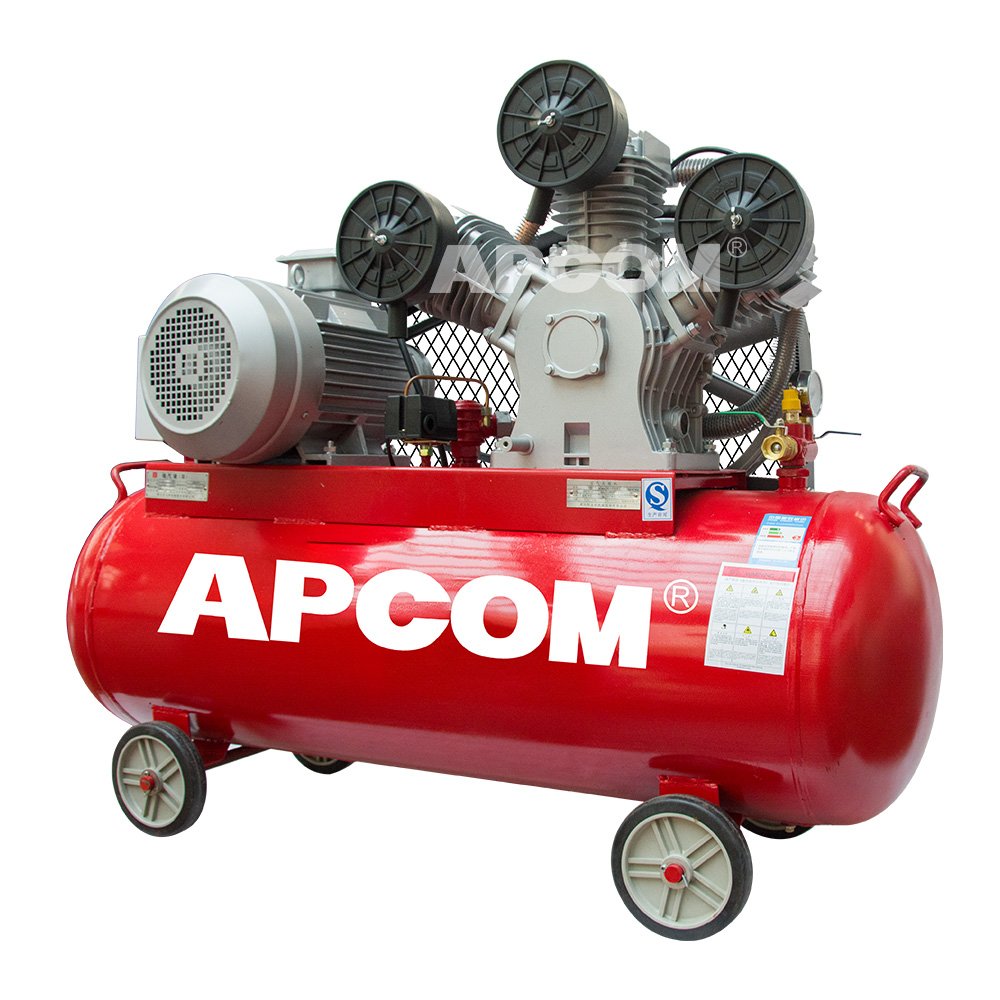 APCOM Low Noise Two Cylinder Single Phase 3 hp 3hp Piston Aircompressor Belt Drive 2.2 kw 2.2kw air Compressor