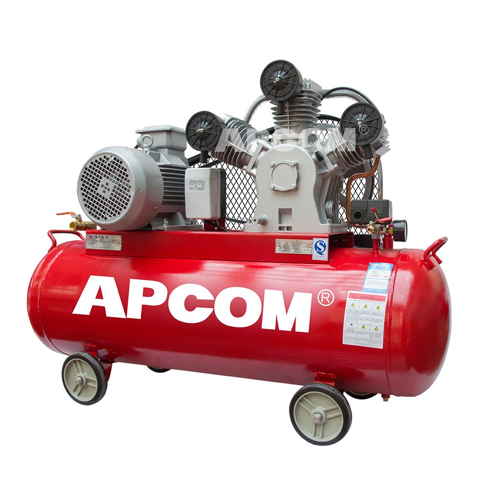 APCOM Low Noise Two Cylinder Single Phase 3 hp 3hp Piston Aircompressor Belt Drive 2.2 kw 2.2kw air Compressor