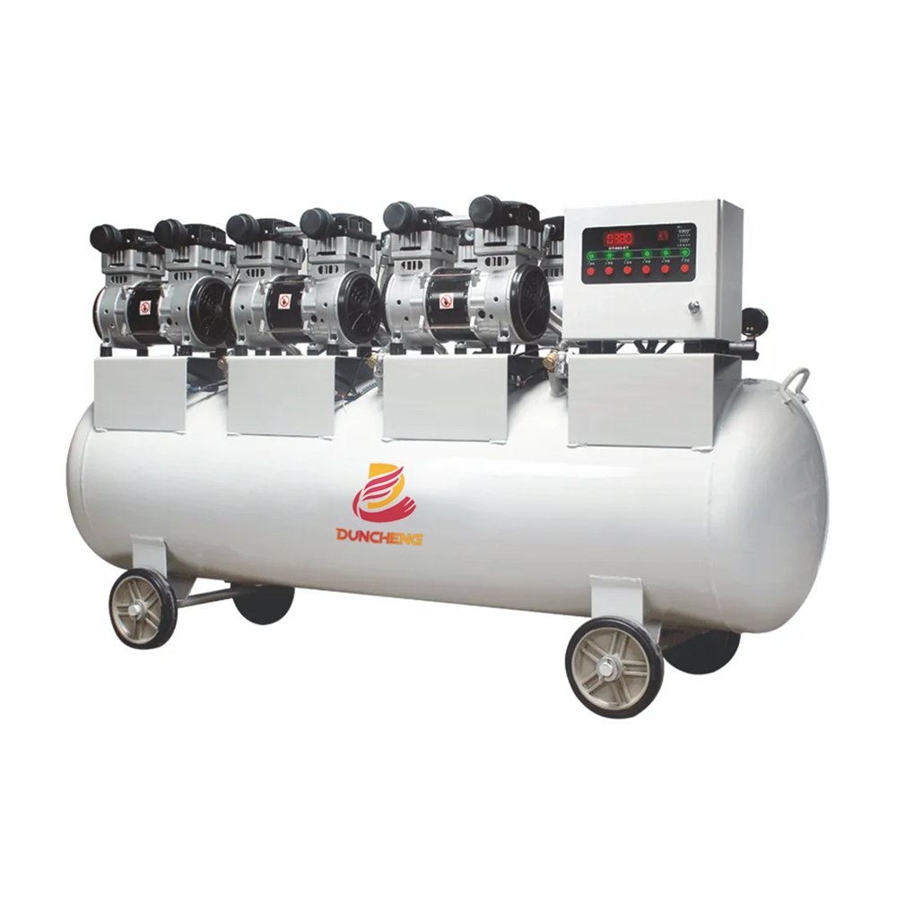 Silent 3200W 4 Piston Oil-Free Air Compressor 120L Portable Stainless Steel Tank Stationary Bearing Core Industrial Compressors