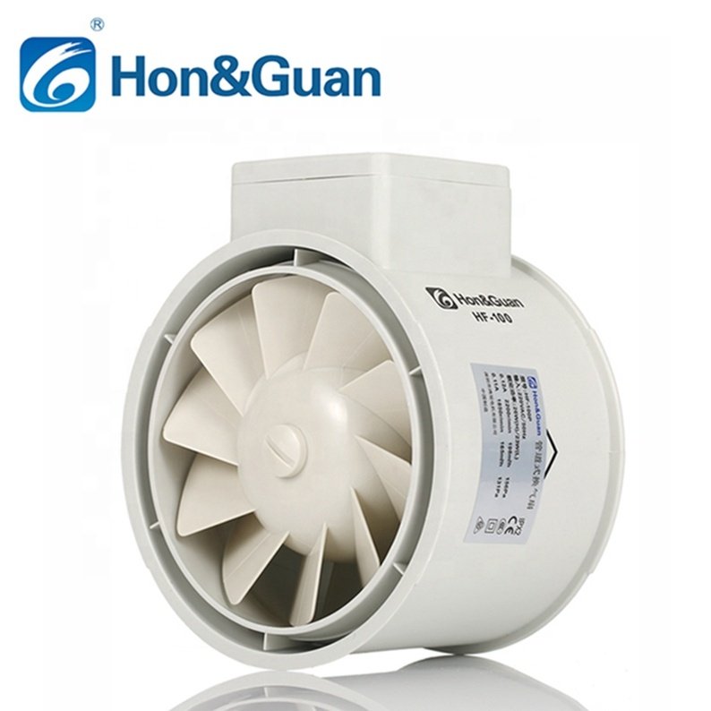 Hongguan Inline Duct Fan Flow Blower Fan Mixed 5 Inch 125mm Plastic AC Restaurant Tent External Rotor Motor 3 Years IP44 HF-125P