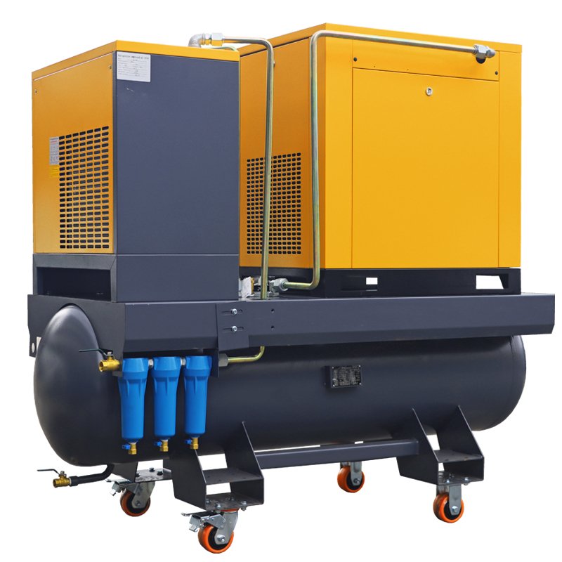 High Quality 7.5kw/11kw/15kw VSD Permanent Magnet Electric AC All-in-one Industrial Rotary Screw air Compressor with Wheels