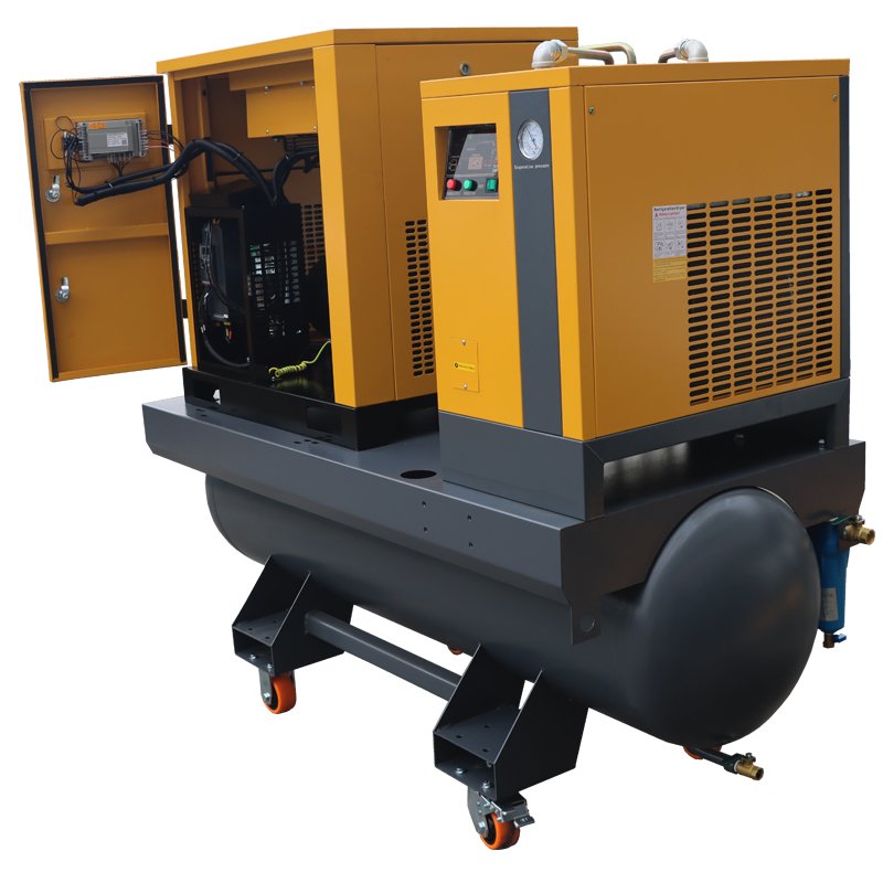 High Quality 7.5kw/11kw/15kw VSD Permanent Magnet Electric AC All-in-one Industrial Rotary Screw air Compressor with Wheels