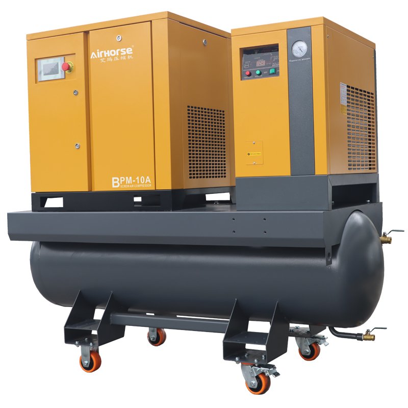 High Quality 7.5kw/11kw/15kw VSD Permanent Magnet Electric AC All-in-one Industrial Rotary Screw air Compressor with Wheels