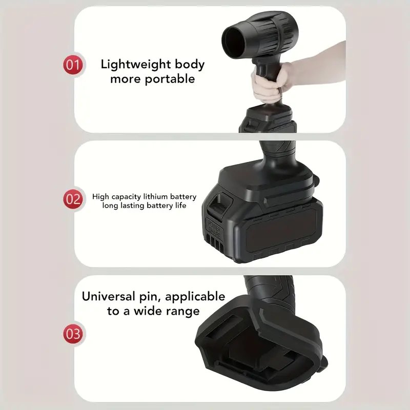Handheld Wireless Lithium Electric Wind Fan Dust Industrial Hair Dryer, High Power Strong Turbine Dry Car Wash Dust