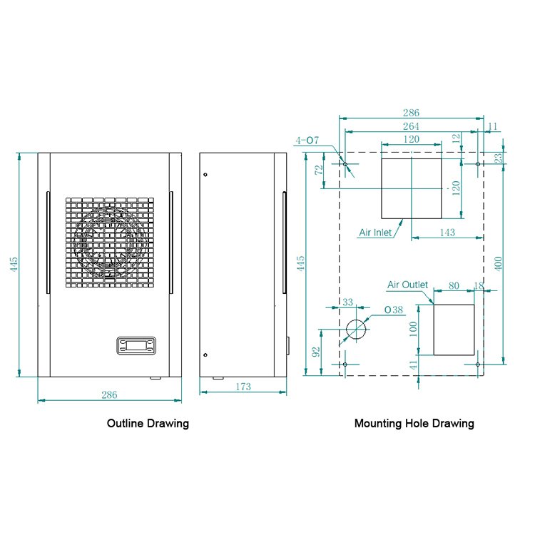 Manufacture Supply 300W Side Mounted Panel Electrical Enclosure Air Conditioner with Stock