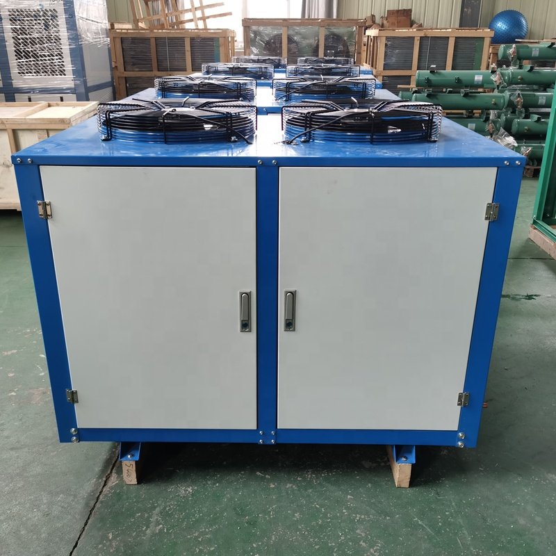 Factory Price Four Fans Air Cooled Condensing Unit Low Temperature Condensing Unit Evaporator and Condensing Unit