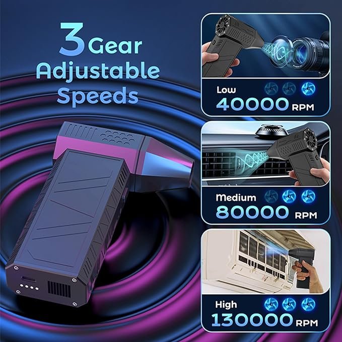 Cordless Compressed Electric Turbo Jet Air Duster Mini 130000Rpm Computer Keyboard Cleaning Car Fan Air Duster Blower Gun Vacuum