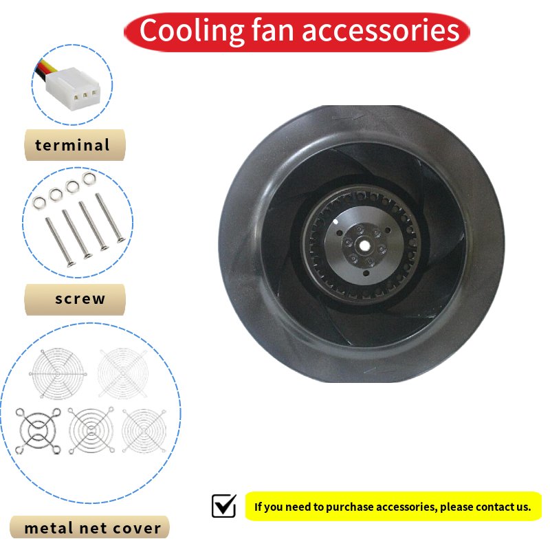 133mm Inlet Sawdust Blower Fan Low Noise Power Supply case Impeller Ip65 High Efficiency EC Backward Curved Centrifugal Fan