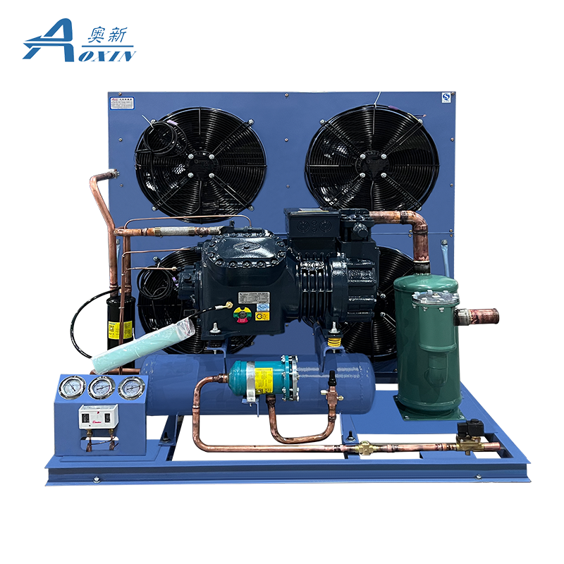 3/5/8HP Freezer Compressor Unit Semi-enclosed Condensing Unit With Blue Hydrophilic Aluminum Foil Fins