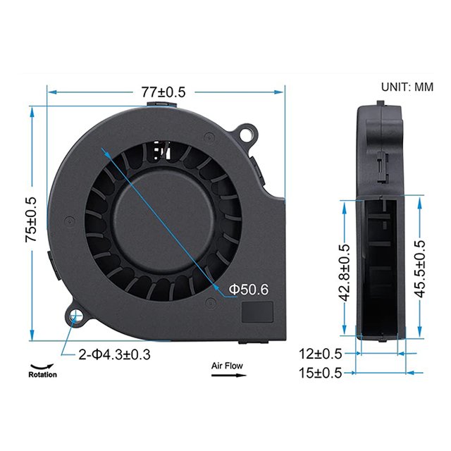 75mm USB Fan 75mm X 15mm Blower Fan 5V DC Brushless Cooling Fan
