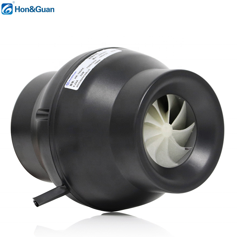 Hon&Guan 100mm 4inch 100~240V Low Power 32W EC Motor 7500RPM Turbo Inline Exhaust Fan