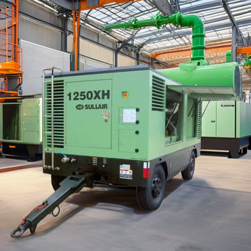 Sullair 185 CFM Portable Industrial Screw Air-Compressors Diesel Powered with 7bar Pressure Oil Lubricated for Blasting
