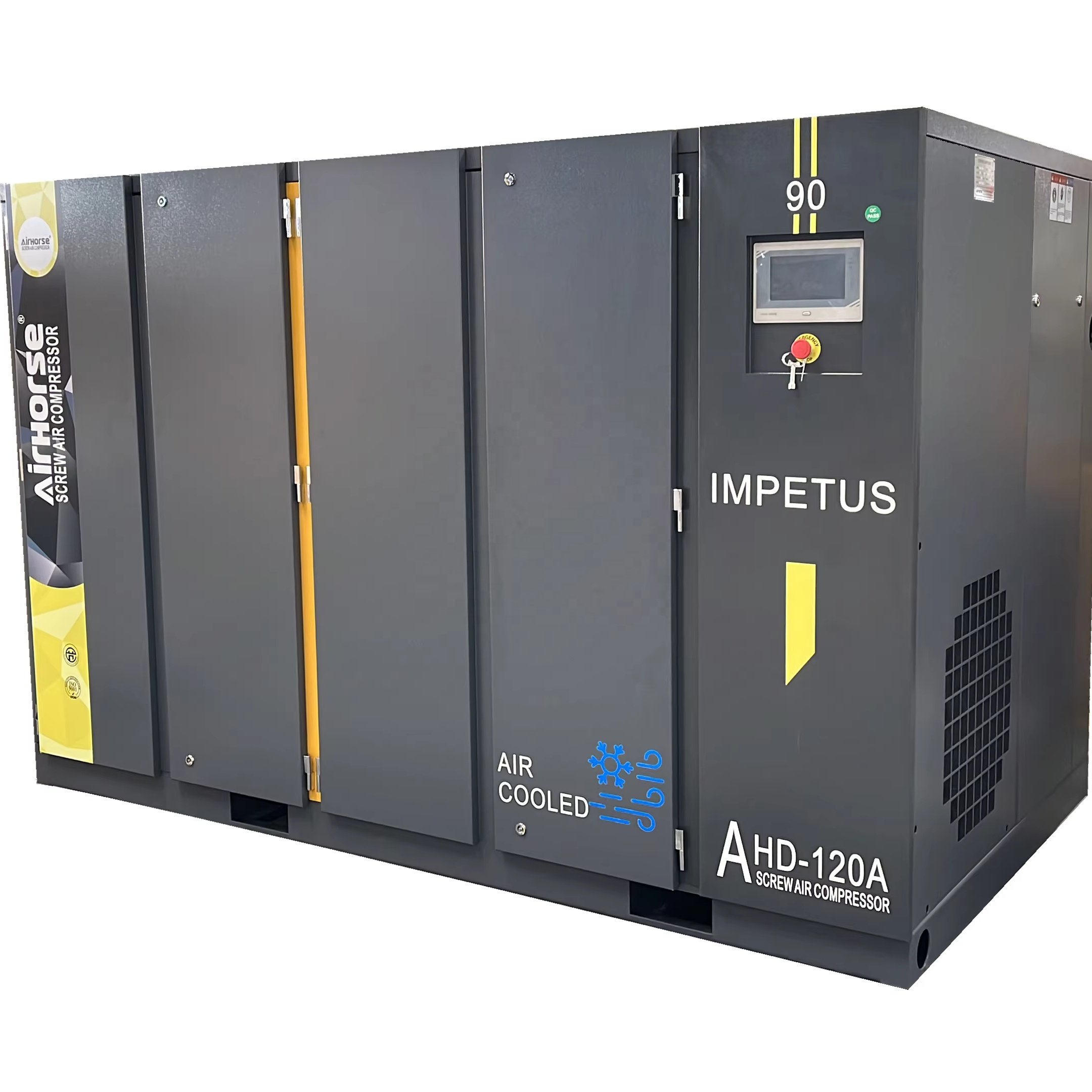AirHorse IoT Smart 120HP UL Rotary Screw Air Compressor 90KW Real-Time Data Monitoring with Touchscreen Interface and Auto-Drain