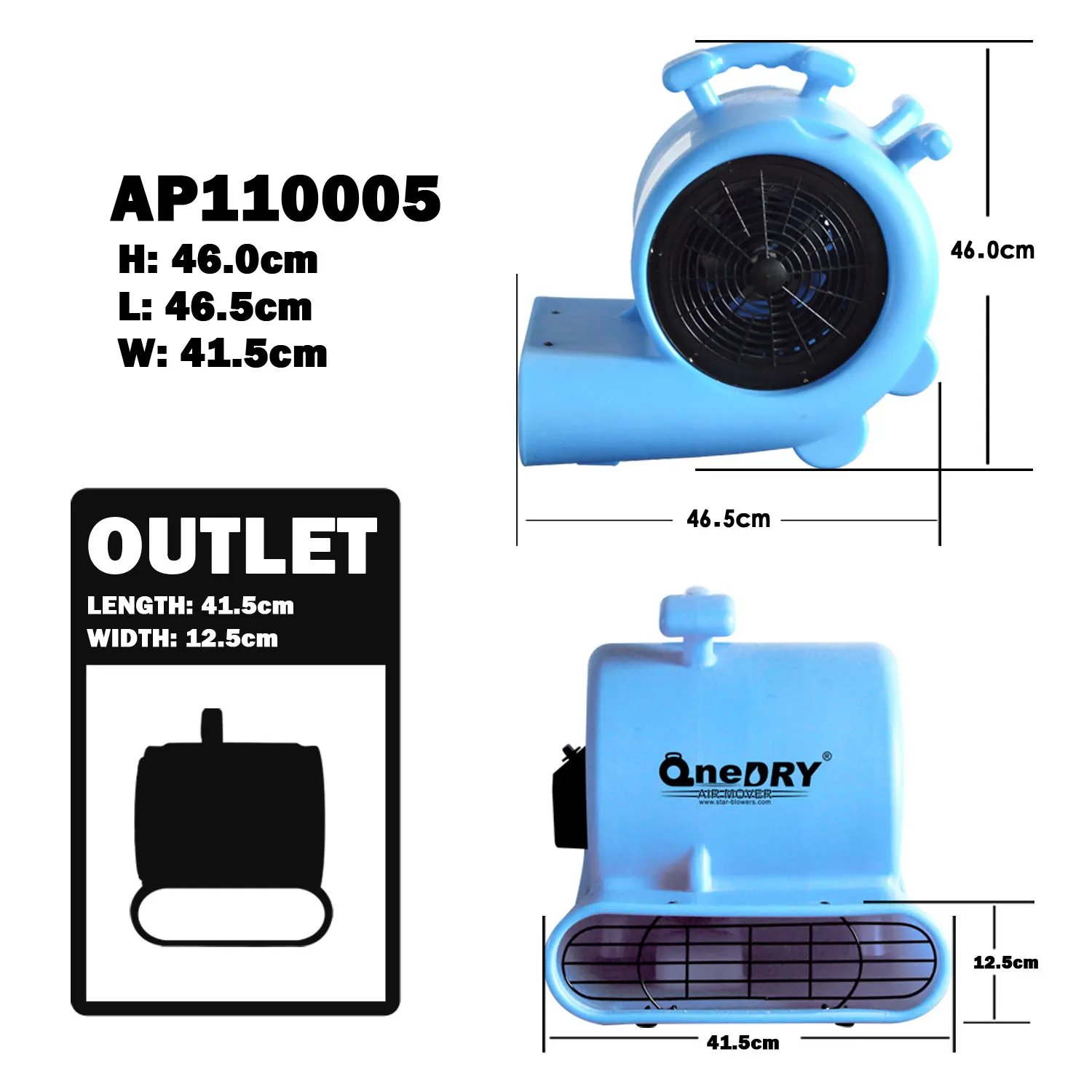 GFCI Floor Fan Carpet Dryer Commercial Dryers Carpet Blowers Restoration Equipment 1/2 HP 1100 CFM Floor Blower Air Mover