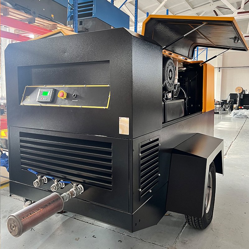 2 Wheel Portable Mobile Compressor 14 Bar 441cfm Diesel Air Compressor Rky-12.5/14