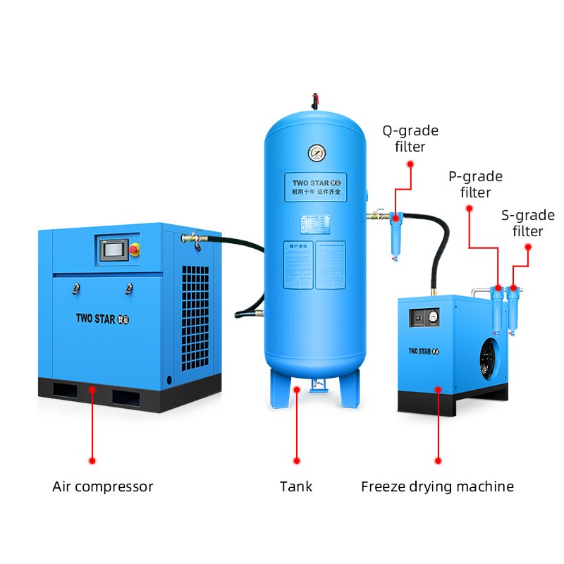 Rotary Screw Air Compressor 7.5kw /11kw Industrial Air Compressed System Built-in Oil Separator