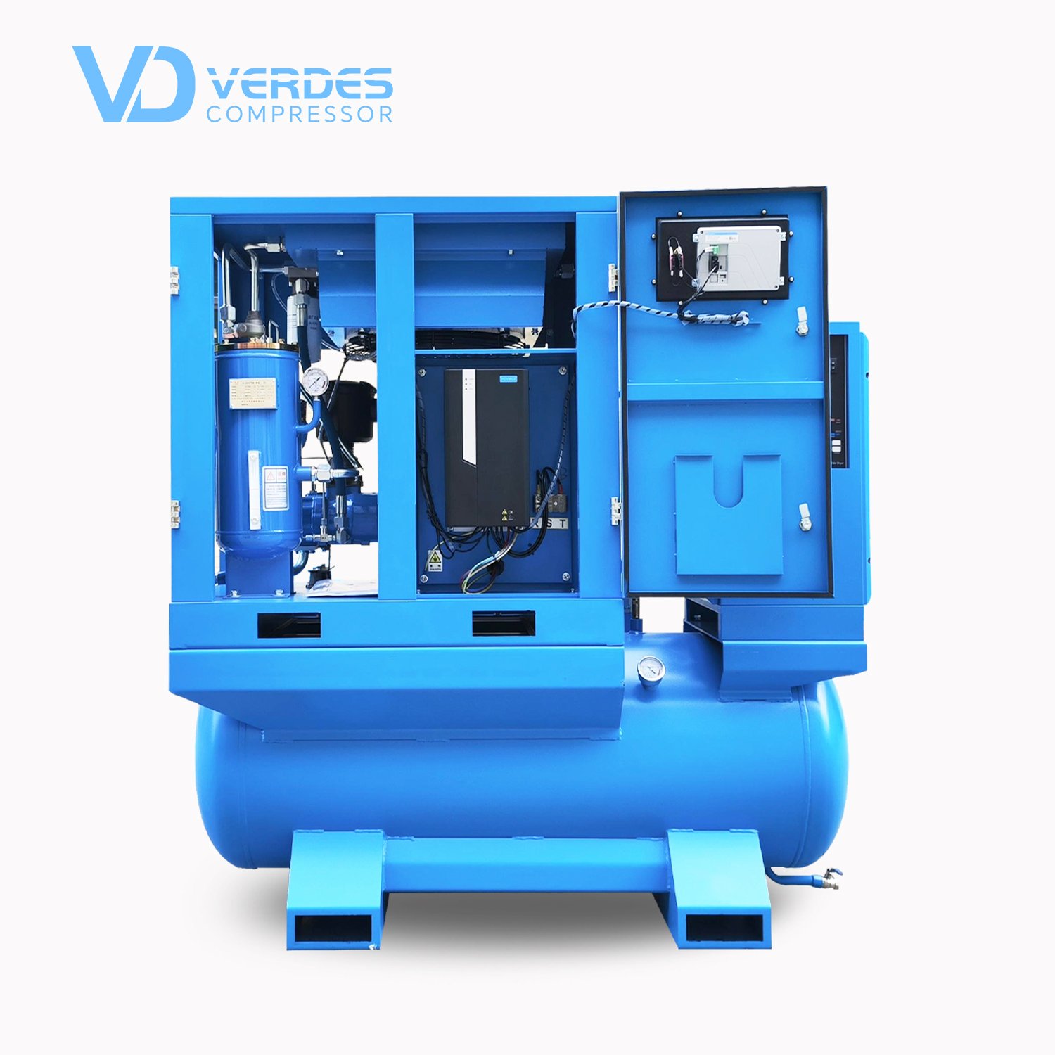 VERDES 7.5kw/10hp Rotary Screw air Compressor 8 10 bar Electric Driven All in One air Compressor Machine with Dryer and tank