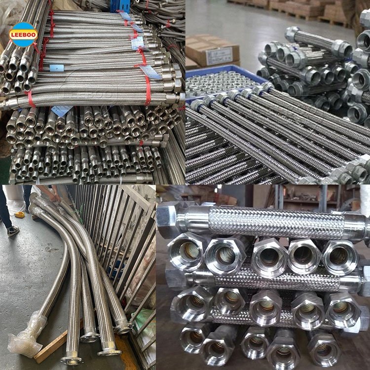 Hot Sale Asia 1/2 " Npt 2 Inch Ss 304 316 Stainless Steel Flexible Corrugated Wire Braided Connector Outer Threaded Metal Hose