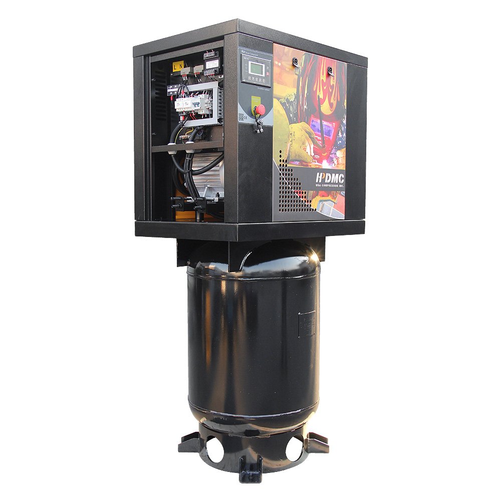 4KW 5.5HP Rotary Screw Air Compressor 18cfm@125psi with 60Gallon Vertical Tank Mounted Industrial Compressed System