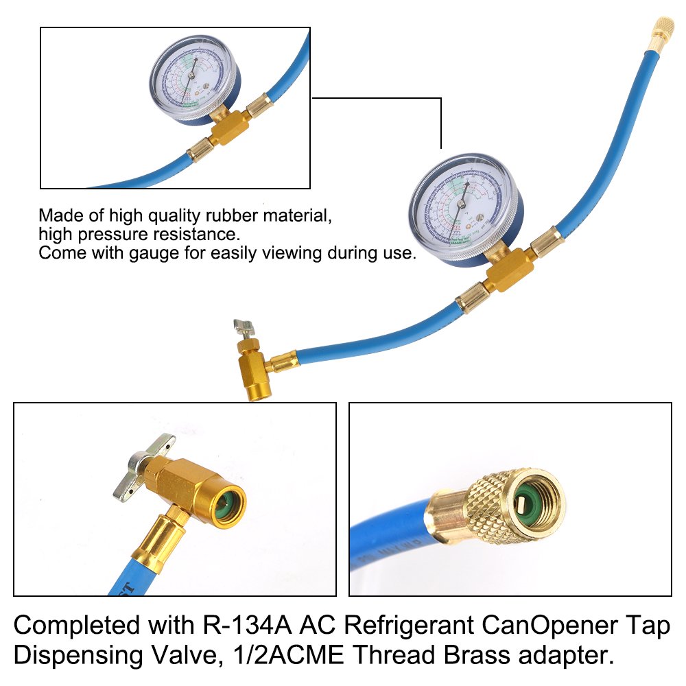 Car Air Conditioning Refrigerant Recharge Hose Pressure Gauge Measuring Kit Car AC Condensing Hose Refrigerant Charging