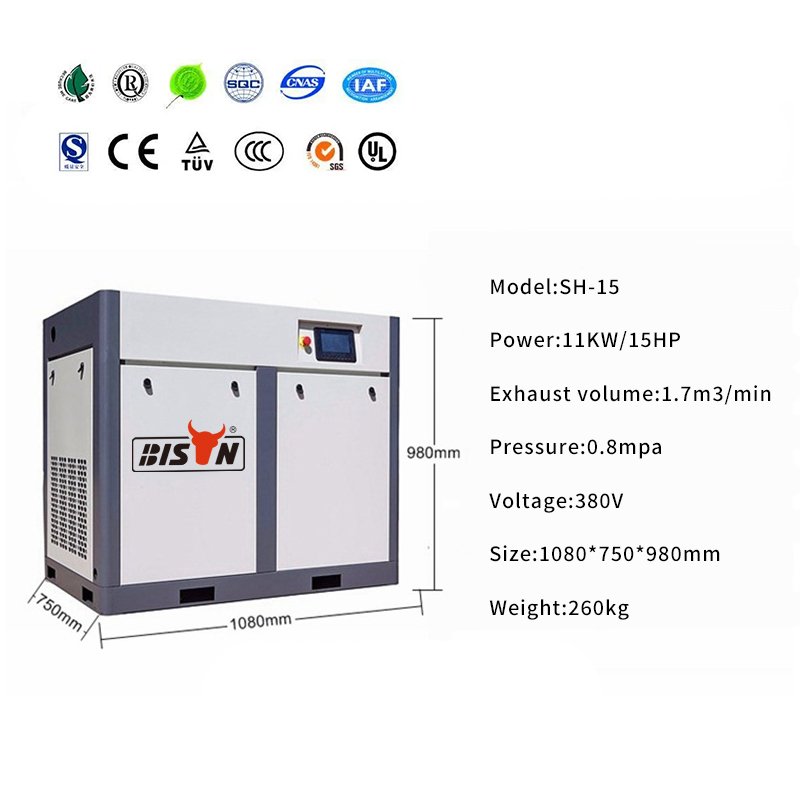 China Industrial Silent High Pressure 7.5kw 15kw 22kw Screw air Compressor Machine 10hp 20 30hp Rotary air Compressor Supplier