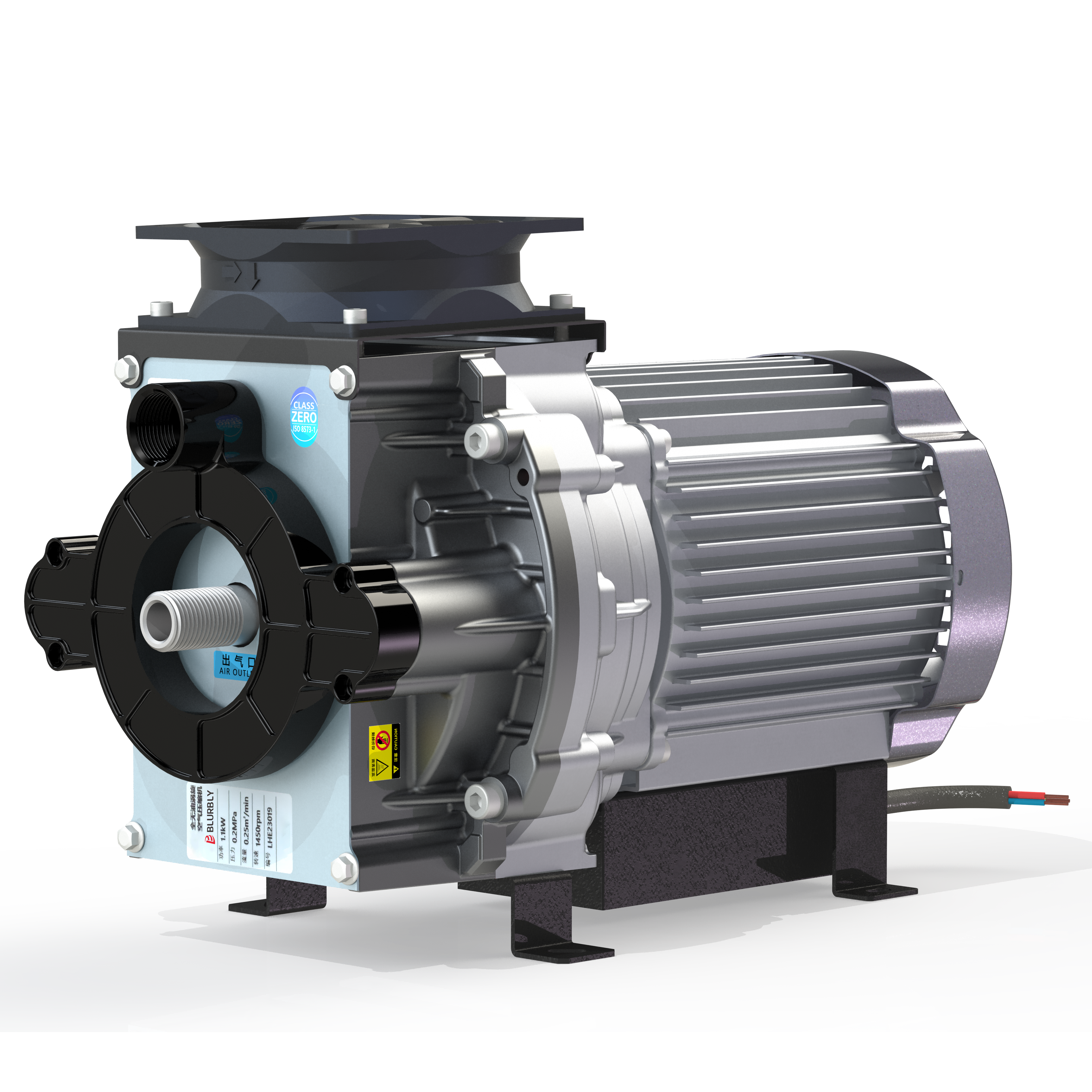 Power frequency 9 cfm 2bar Oil-free scroll Motor air compressor for oxygen generator