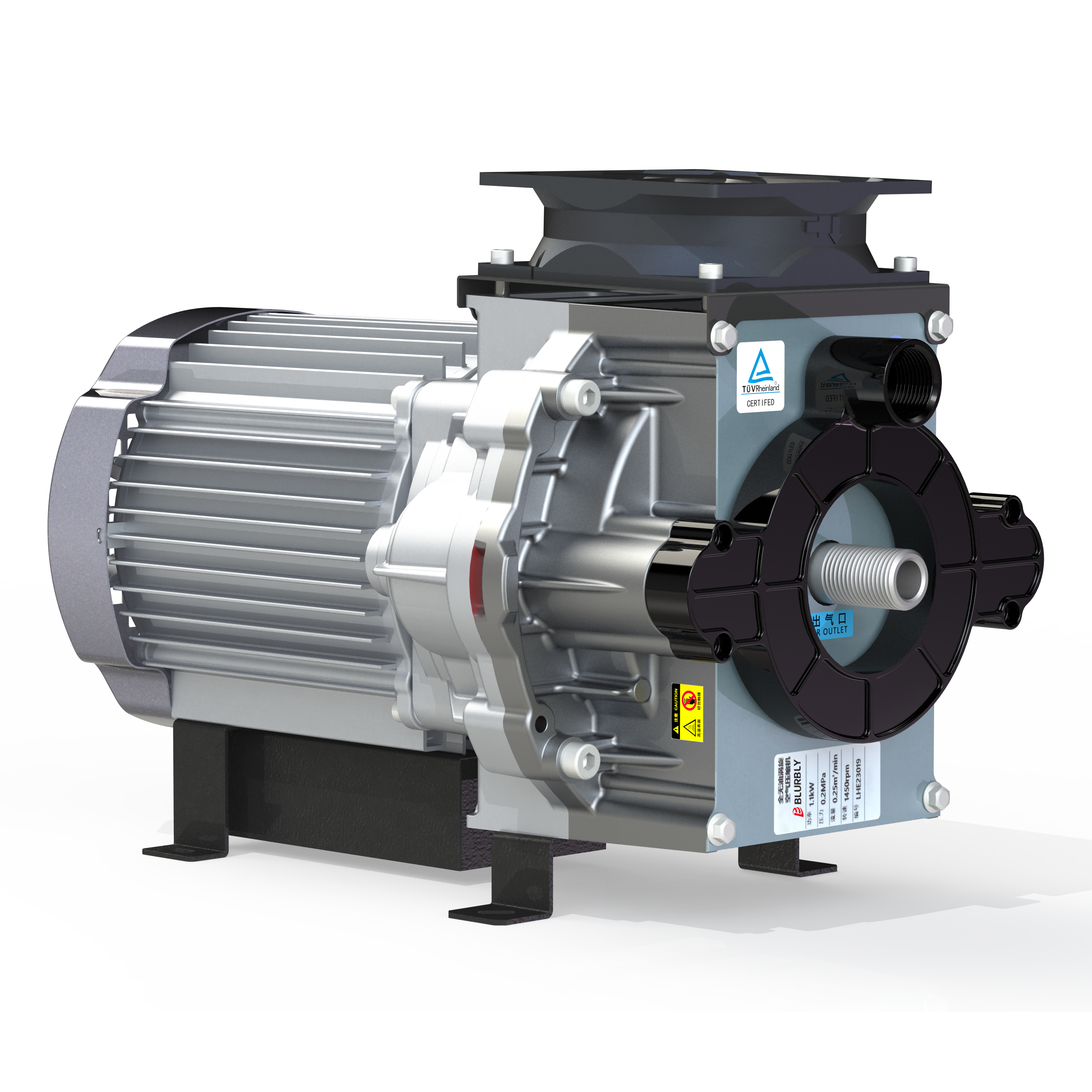Power frequency 9 cfm 2bar Oil-free scroll Motor air compressor for oxygen generator