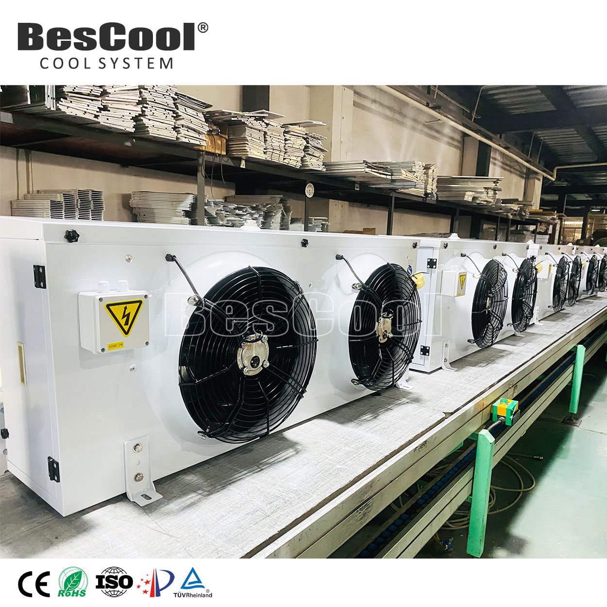 Bescool New Water Defrost Evaporator Unit Cooler Defrosting Evaporator Big Cold Room Refrigeration Cooler