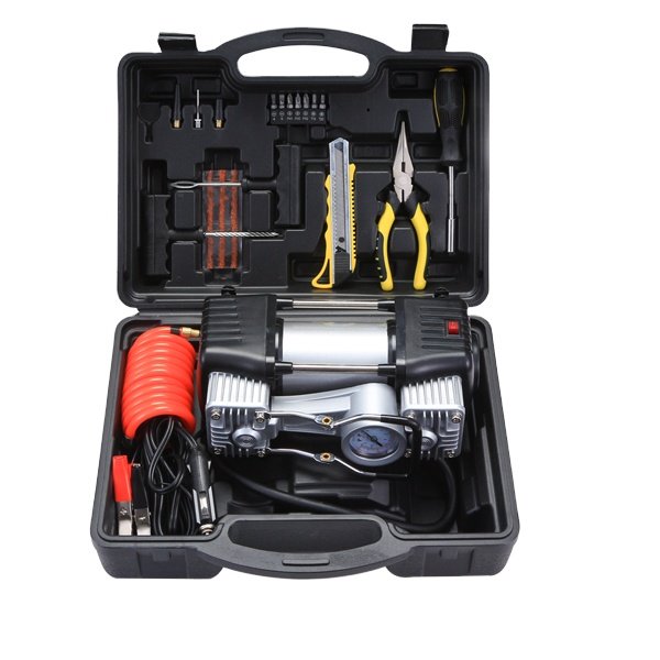 Air Compressor Tire Inflator Portable Air Pump for Car Tires with Emergency LED Light and Repair Kit