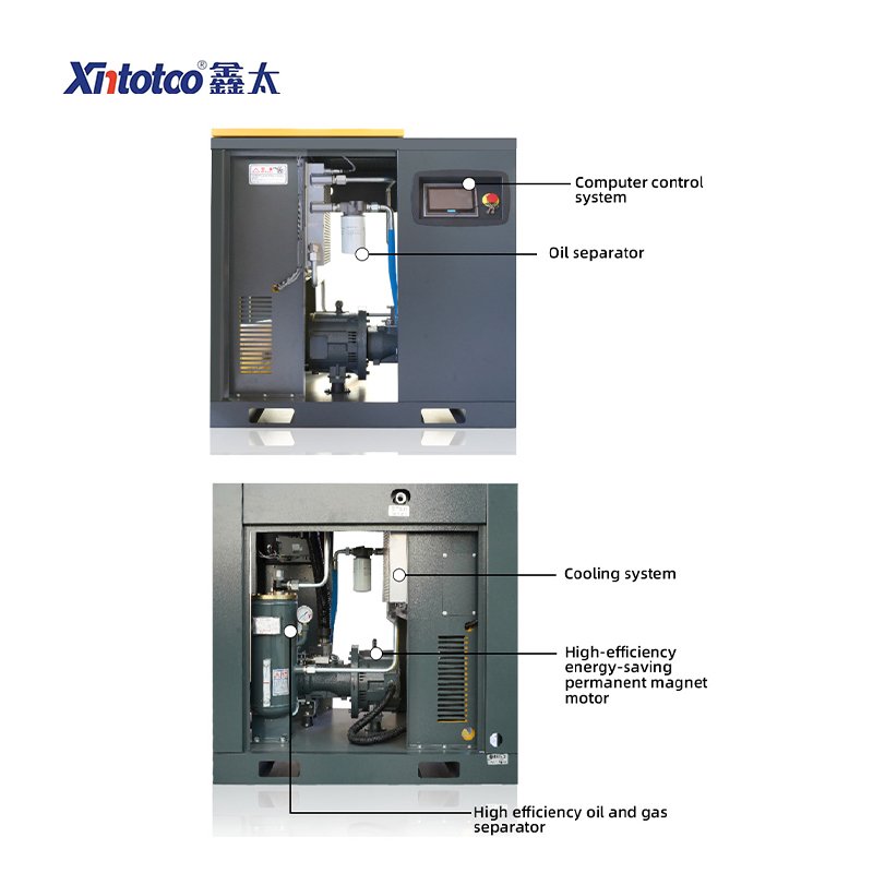 Double-stage Industrial Silent Energy-saving Motor 10HP 7.5kw Power Frequency Rotary Screw air Compressor