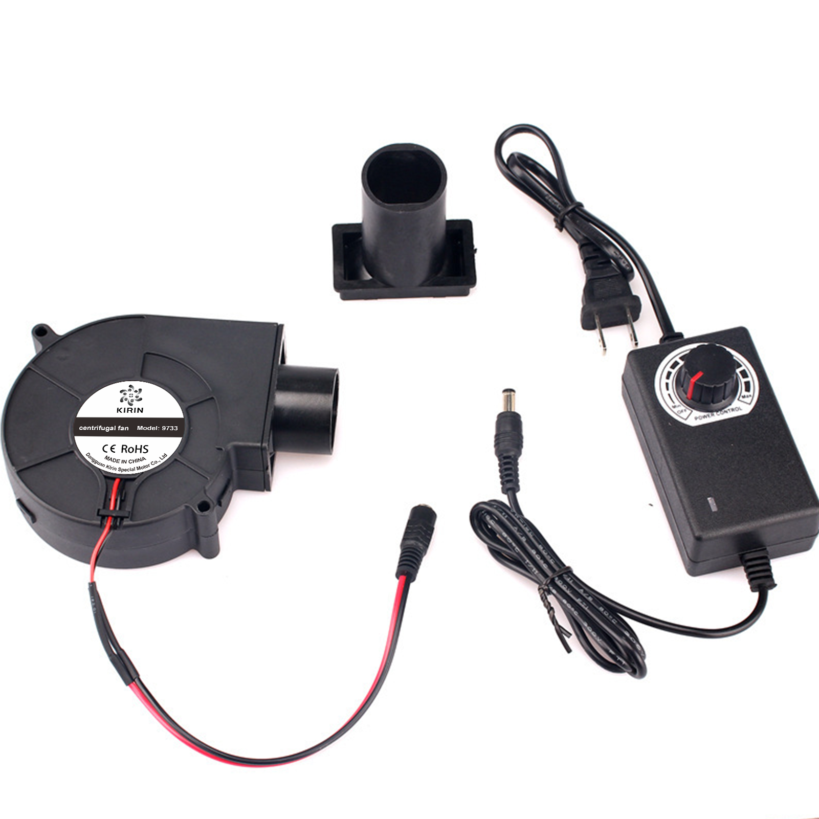 97 X 33 mm 24V 1.1A 26.4W 5800RPM 45.6CFM Double Ball Bearings with Variable Speed Controller Turbine DC Centrifugal Blower Fan