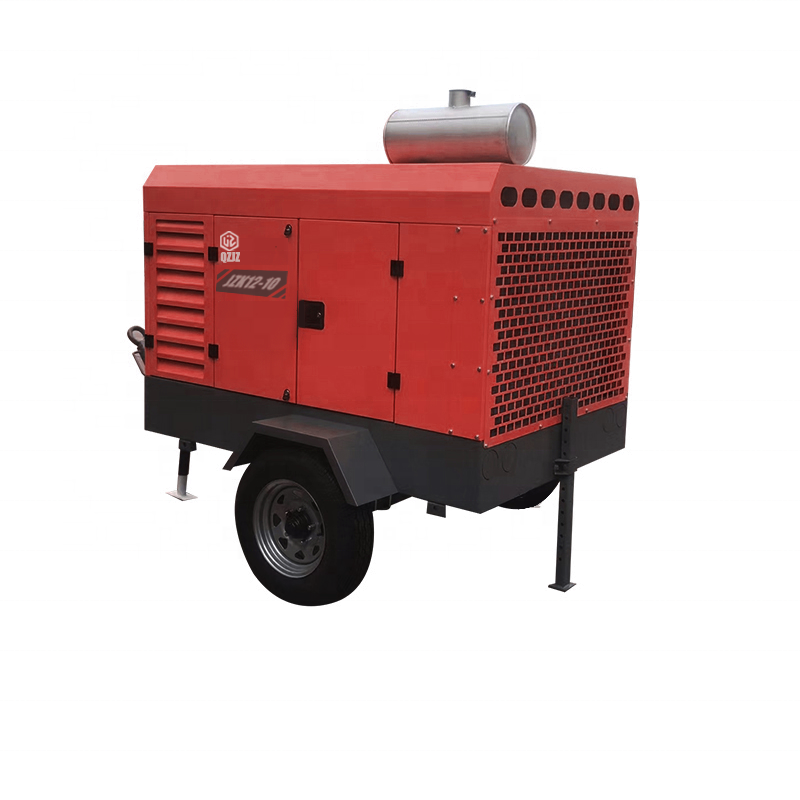 Manufacture High Temperature Resistant JZK12-10 Portable diesel Drive Two-wheel Screw air Compressor