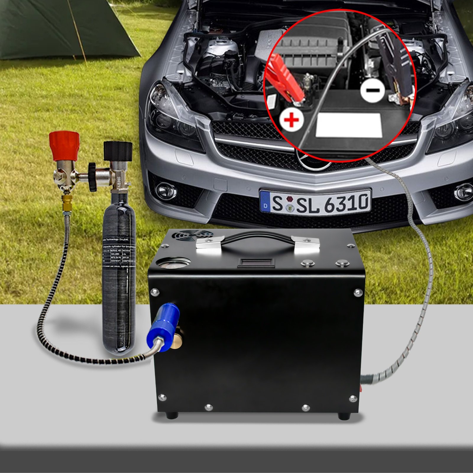 GP Manual Stop Wholesale 12V 110V 220V 300bar 4500psi 30mpa Built-in Power Transformer PCP Paintball Hunting PCP Air Compressor