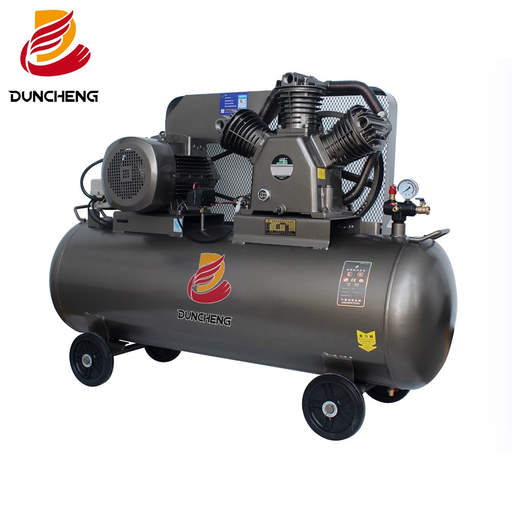 1.5kw to 7.5kW 10HP Three-Cylinder Portable Piston Air Compressor with Caster Wheels 8 Bar/115 PSI Belt-Driven Lubricated