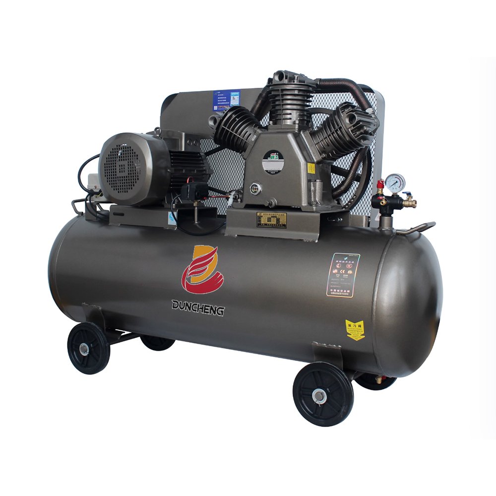 1.5kw to 7.5kW 10HP Three-Cylinder Portable Piston Air Compressor with Caster Wheels 8 Bar/115 PSI Belt-Driven Lubricated