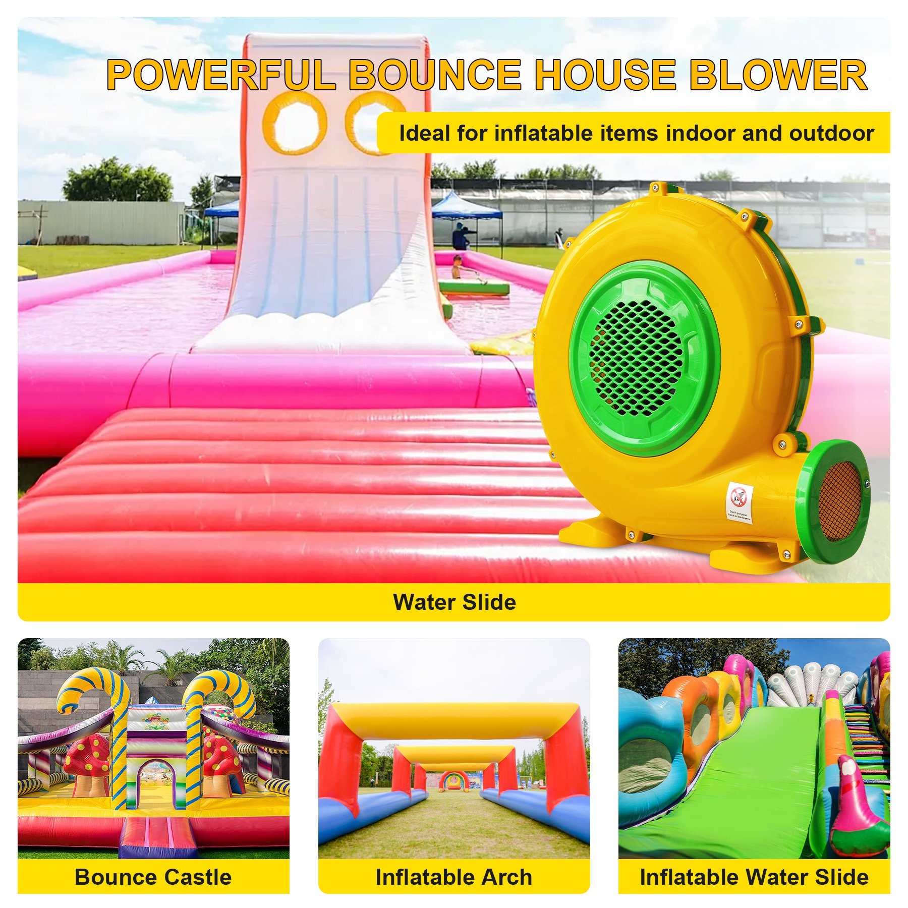 High Power 550W Electric Medium Pressure Inflatable Blower Fan Inflatable Slide Jumping Castle Air Blower for Bounce House
