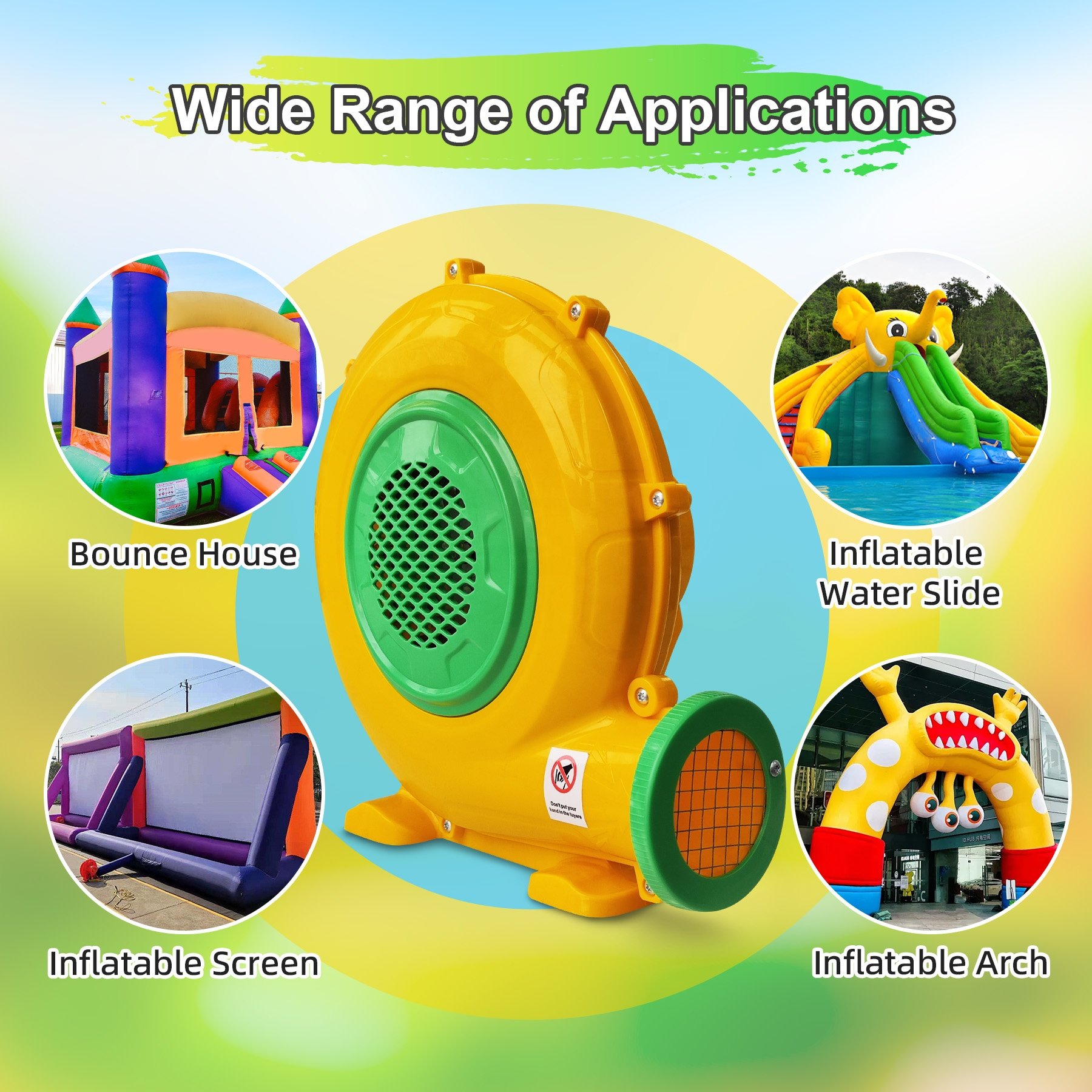 High Power 550W Electric Medium Pressure Inflatable Blower Fan Inflatable Slide Jumping Castle Air Blower for Bounce House