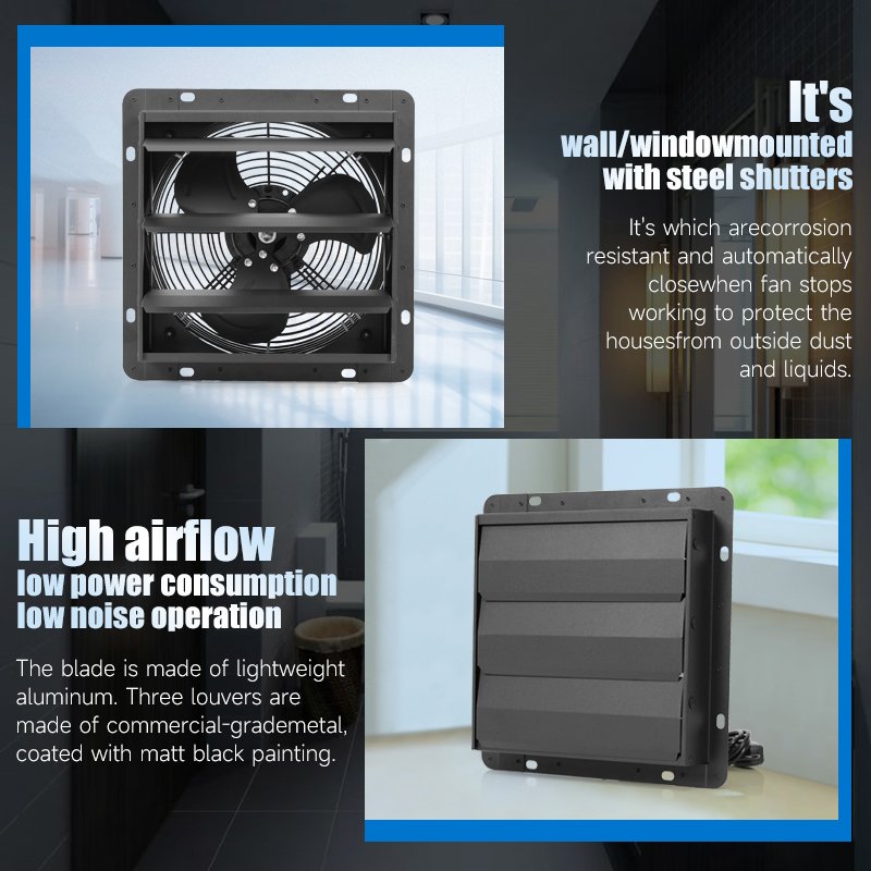Hon&Guan Manufacturer Direct Supply 300mm Silent Shutter Exhaust Fan HA-300M Kitchen Big Blower OEM/ODM