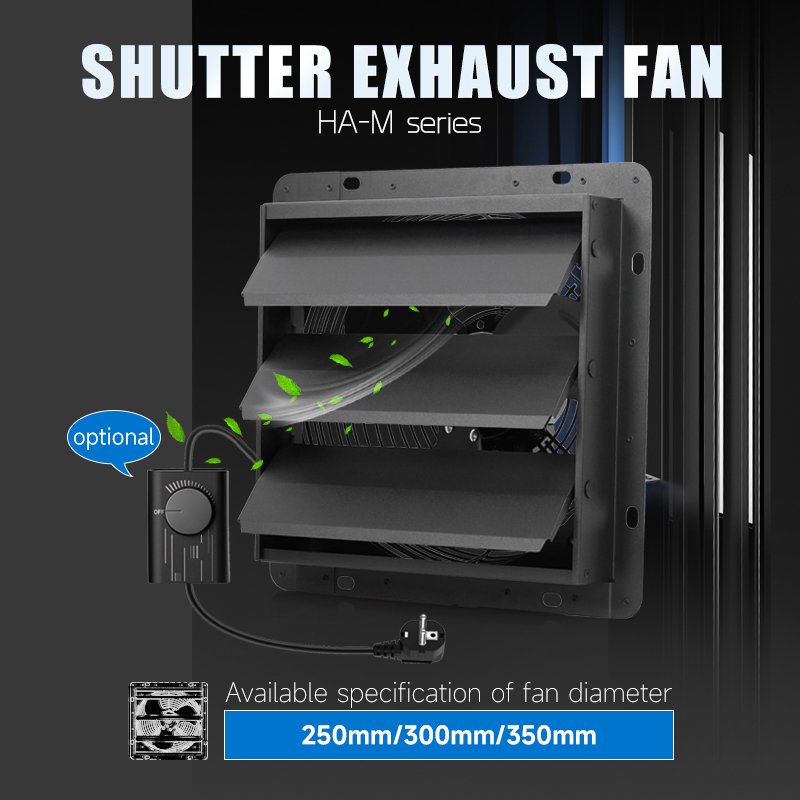 Hon&Guan Manufacturer Direct Supply 300mm Silent Shutter Exhaust Fan HA-300M Kitchen Big Blower OEM/ODM