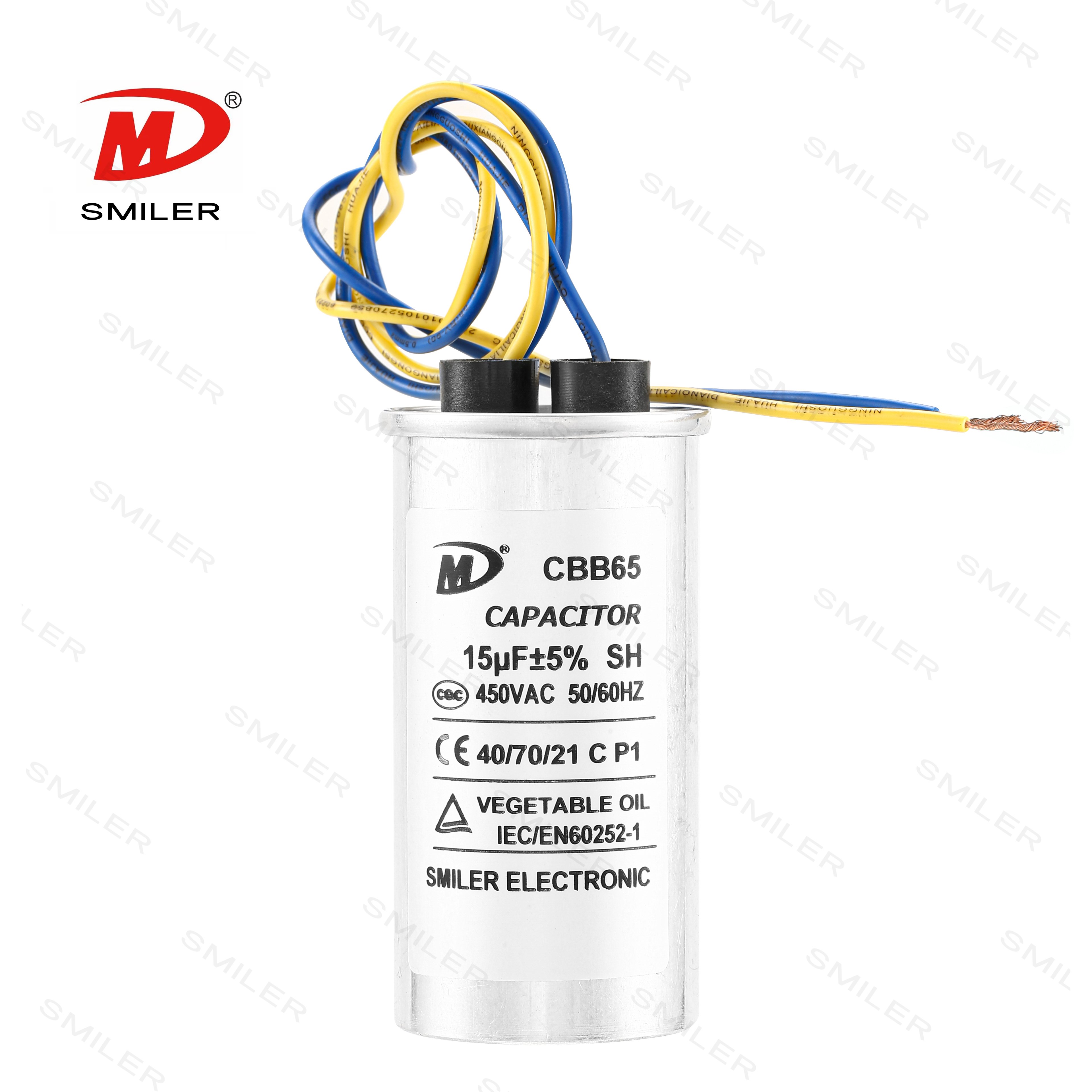40+5 uf MFD 370/440VAC CBB65 Dual Run Round Capacitor - Fit for Condenser Straight Cool or Heat Pump Air Conditioner