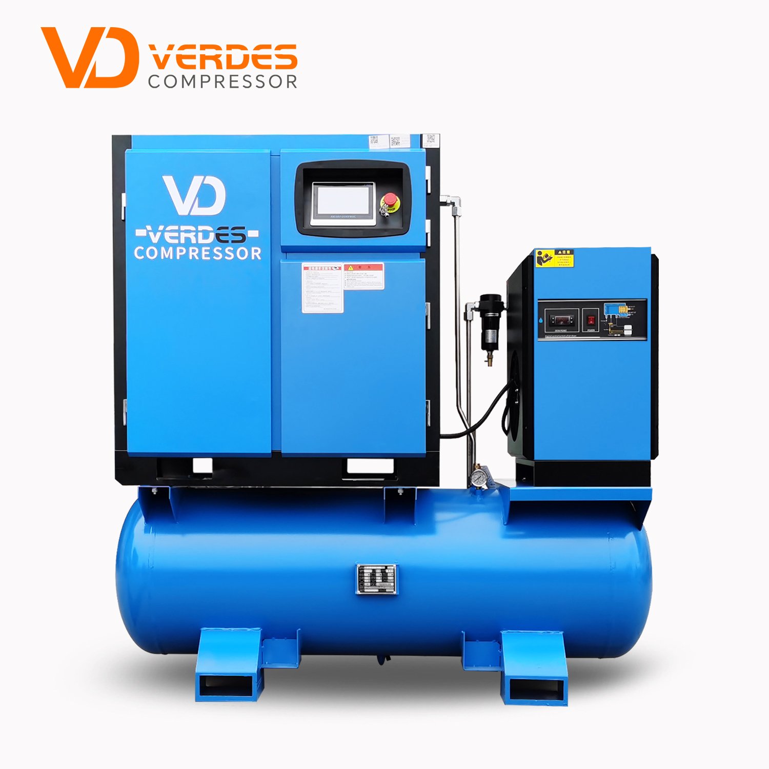 VERDES Good Price Industrial Rotary 4in1 Screw air Compressor with Dryer tank air Compressor 500 Liter 400 Liter 200 Liter