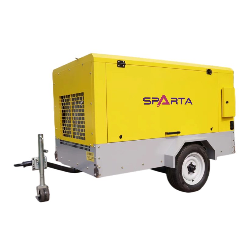 185 Cfm Mining Portable Diesel Air Compressor Movable Air Compressor for Drilling Rig