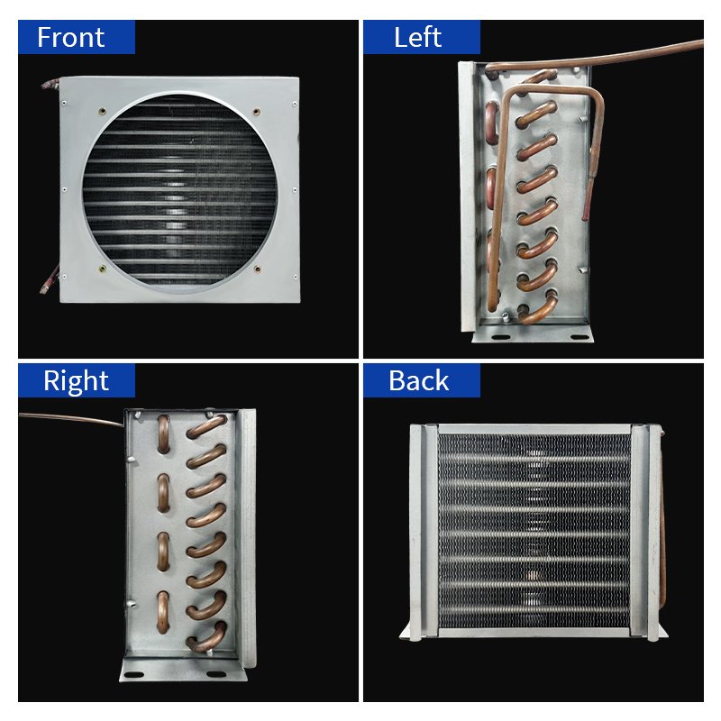 Longhey Double Air Duct 2 Fans Industrial Refrigeration Aluminum Fin Condenser Air Cooled Condenser Refrigerator Spare Parts