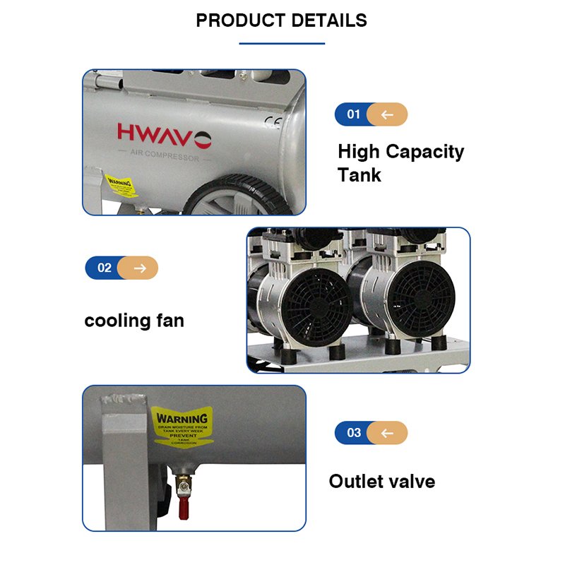 Wholesale Cheap Silent 50L 1.5 KW 240V 8 bar Portable Piston Oil Free air Compressor